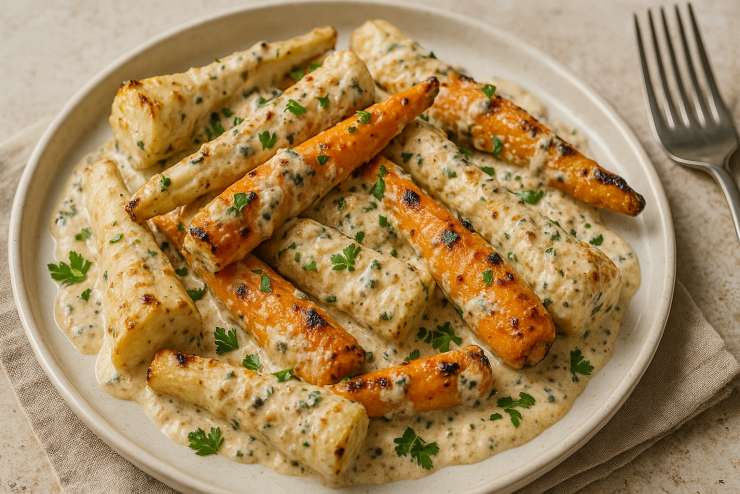 Krémová pečená koreňová zelenina v jogurtovej marináde