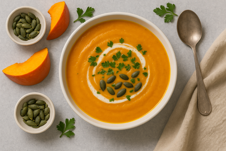Krémová tekvicová polievka s kokosovým mliekom
