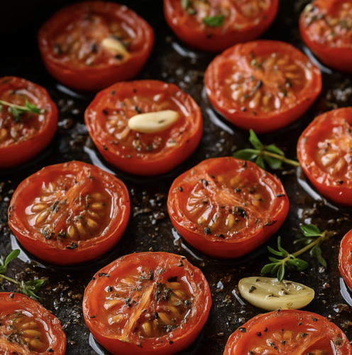 Pečené paradajky s cesnakom a bylinkami