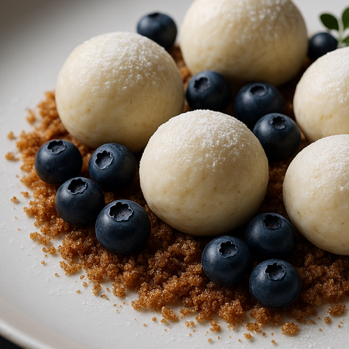 Tvarohové knedlíčky so slovenskými čučoriedkami a škoricovou strúhankou