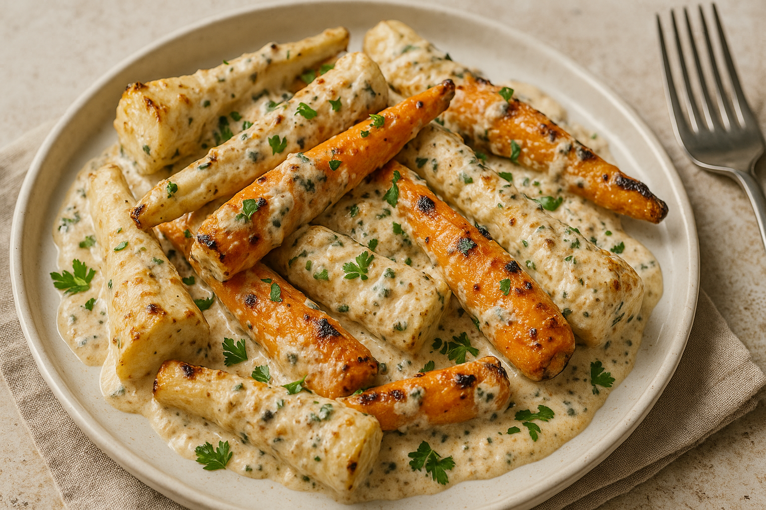 Krémová pečená koreňová zelenina v jogurtovej marináde