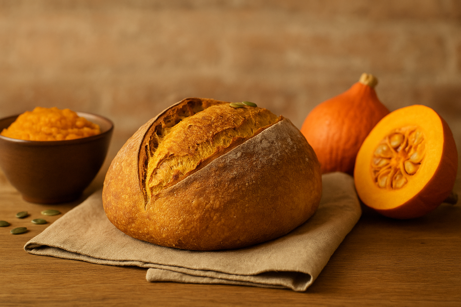 Domáci tekvicový kváskový chlieb