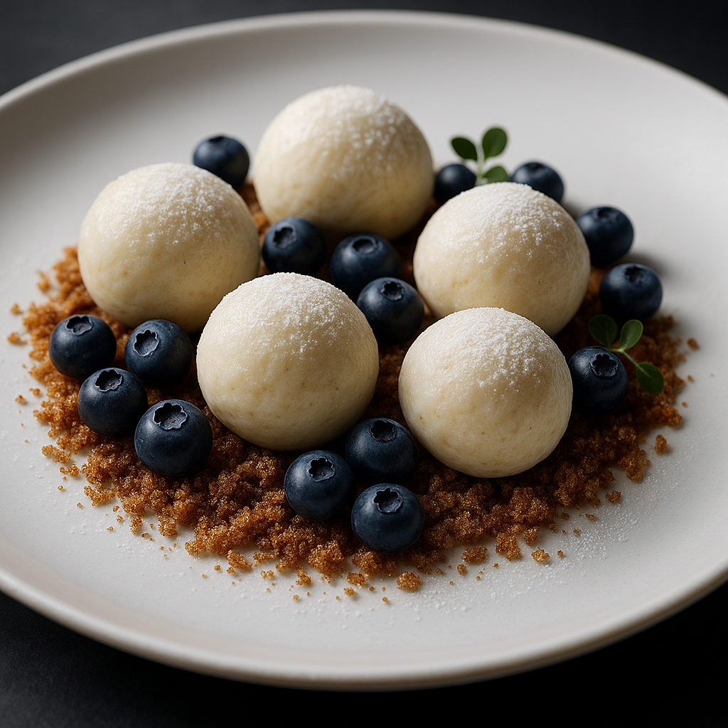 Tvarohové knedlíčky so slovenskými čučoriedkami a škoricovou strúhankou